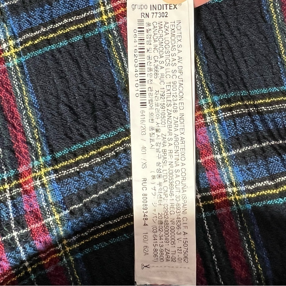 Zara Navy Blue Plaid Midi Skirt Extra Small - Picture 11 of 13